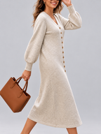 Gloria - Women's Longline Button Front Knit Cardigan Dress 10
