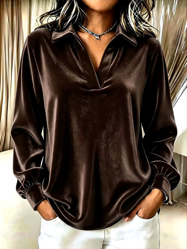 Scarlett - Women's Velvet Open Collar Pullover Sweater 2