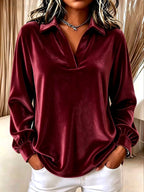 Scarlett - Women's Velvet Open Collar Pullover Sweater 3