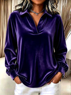 Scarlett - Women's Velvet Open Collar Pullover Sweater 6