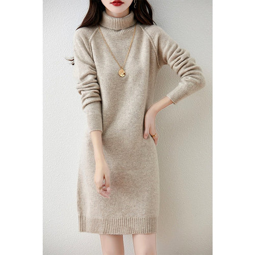 Adele - Women's Ribbed Collar Knit Dress 2
