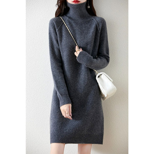 Adele - Women's Ribbed Collar Knit Dress 3