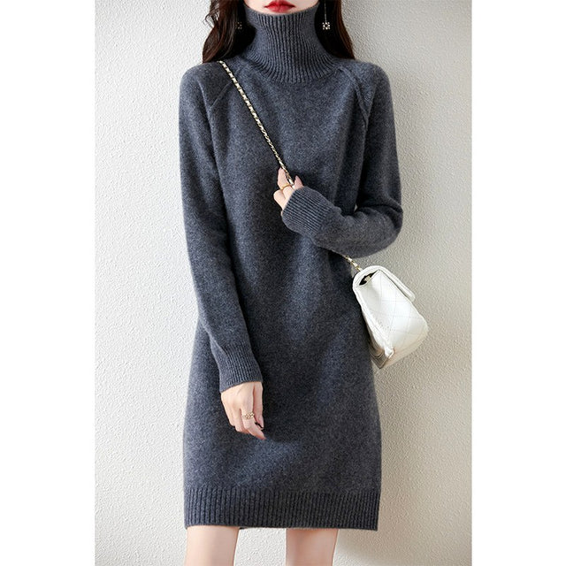Adele - Women's Ribbed Collar Knit Dress 3