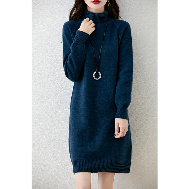 Adele - Women's Ribbed Collar Knit Dress 4