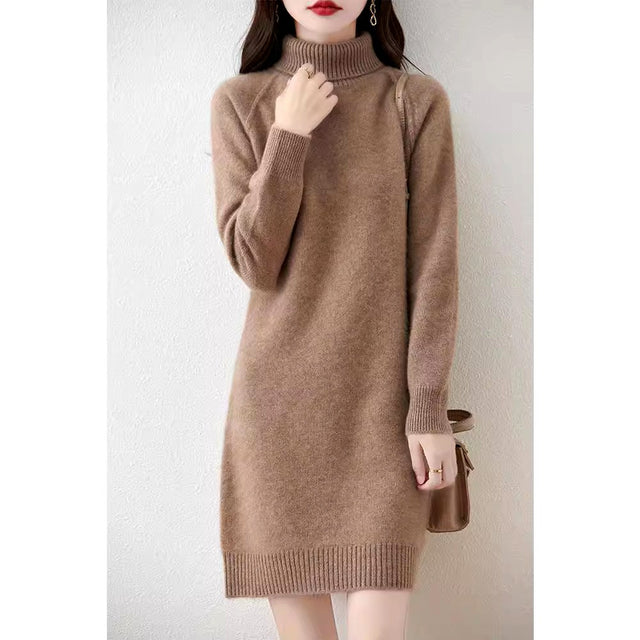 Adele - Women's Ribbed Collar Knit Dress 8