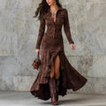 Amabel - Women's Western Ruffle High Slit Dress 1