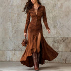 Amabel - Women's Western Ruffle High Slit Dress 2