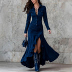 Amabel - Women's Western Ruffle High Slit Dress 3