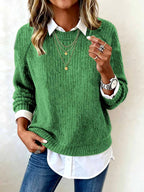 Amber - Women's Layered Collar Ribbed Sweater 5