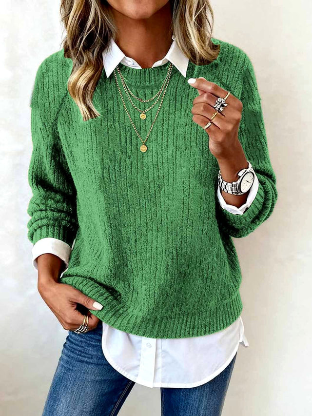 Amber - Women's Layered Collar Ribbed Sweater 5