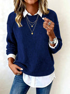Amber - Women's Layered Collar Ribbed Sweater 6