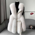 Aubree - Women’s Longline Faux Fur Vest with Belt 1