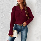 Audra - Women’s Ribbed Long Sleeve Polo Knit Sweater 3
