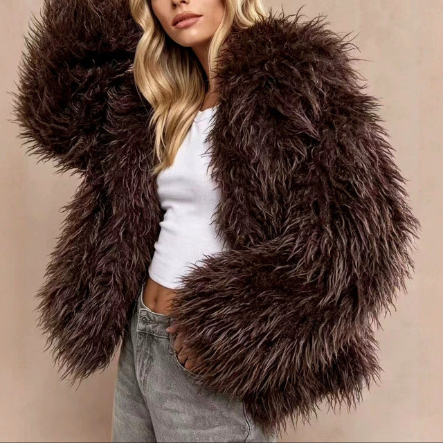 Blake - Women's Faux Fur Wide Collar Jacket
