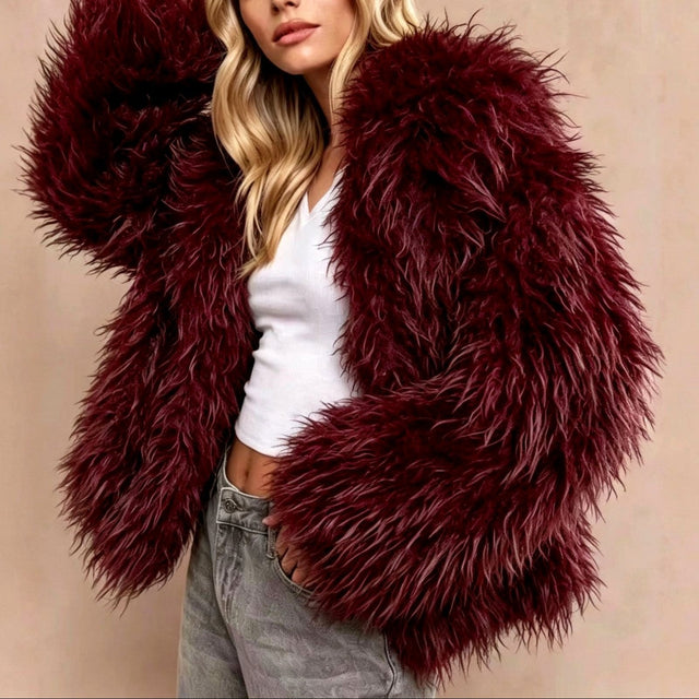 Blake - Women's Faux Fur Wide Collar Jacket