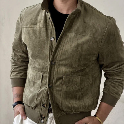 Calvin - Men's Vintage Faux Suede Bomber Jacket 2