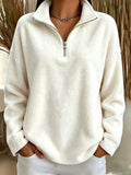 Camille - Women's Oversized Quarter Zip Fleece Sweater 2