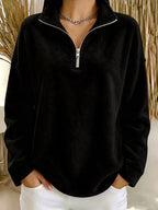 Camille - Women's Oversized Quarter Zip Fleece Sweater 8