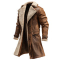 Chandler - Men’s Shearling Collar Long Faux Leather Coat 1