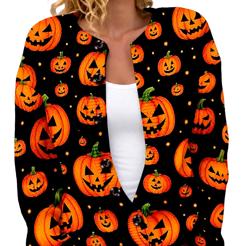 Charlize - Women's Halloween Graphic Button-Front Cardigan 4