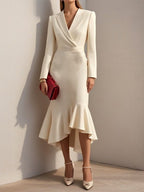Charlotte - Women's Long Sleeve Wrap-Style Cocktail Dress 3