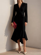 Charlotte - Women's Long Sleeve Wrap-Style Cocktail Dress 4