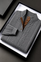 Christopher - Men's Cable Pattern Button Detail Sweater