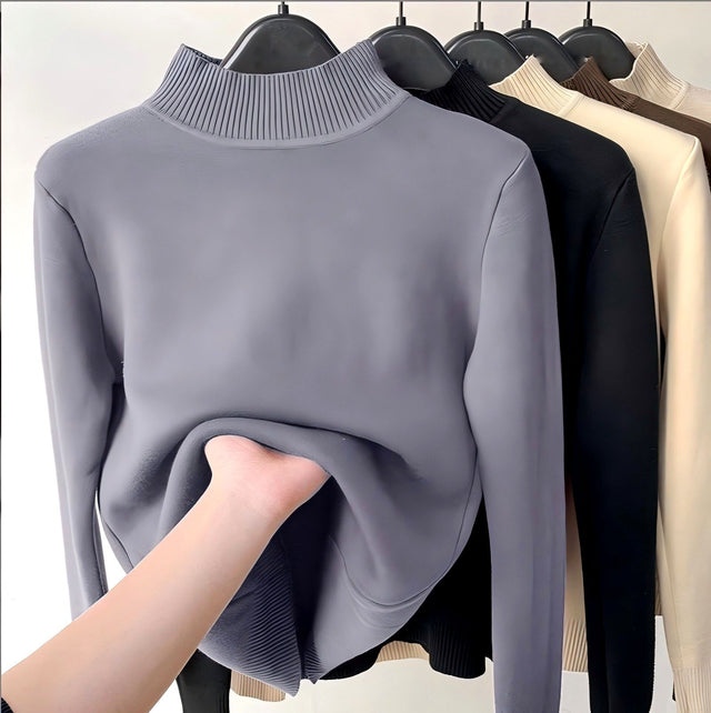 Claire - Women's Mock Neck Slim Knit Sweater