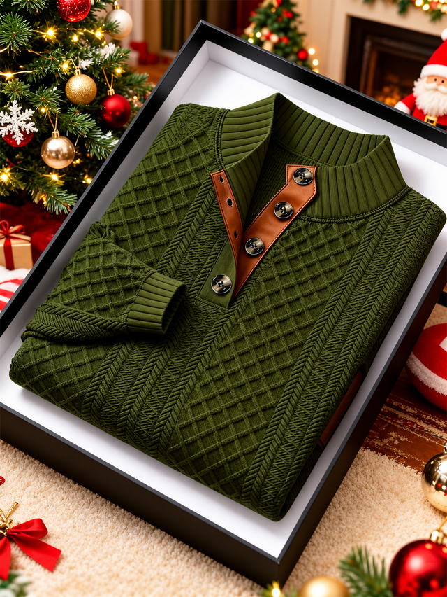 Clarence - Men's Knit Mock Neck Button Sweater