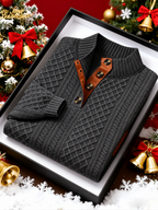 Clarence - Men's Knit Mock Neck Button Sweater