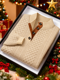 Clarence - Men's Knit Mock Neck Button Sweater