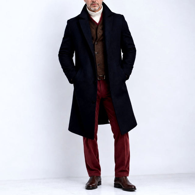 Cristian - Men's Wool Notched Lapel Overcoat 4