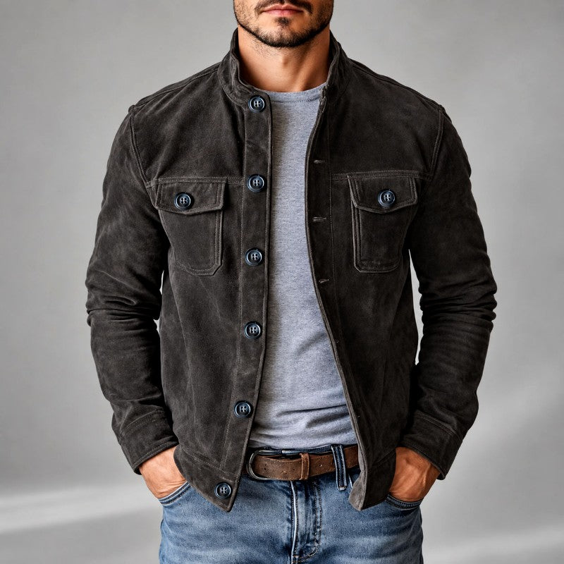 Darrin - Men's Retro Faux Suede Button-Up Jacket 1