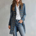 Denise - Women's Denim Military Button Coat 1