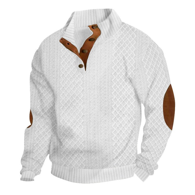 Edouard - Men's Cable Knit Elbow Patch Sweater 1