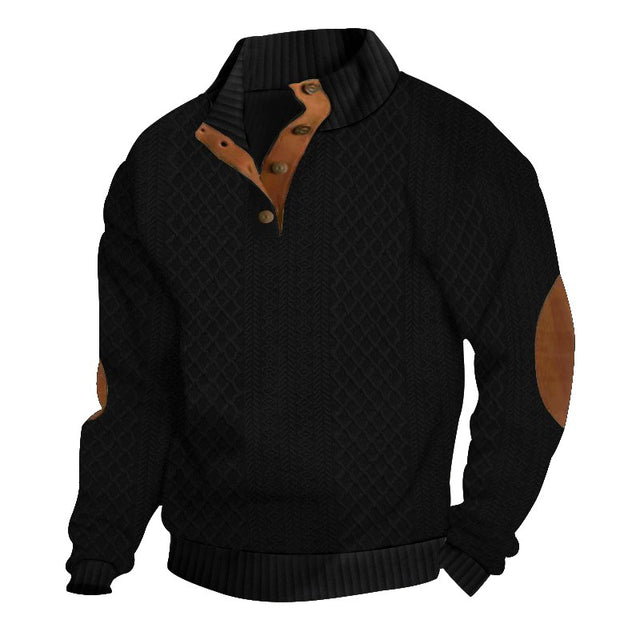 Edouard - Men's Cable Knit Elbow Patch Sweater 3