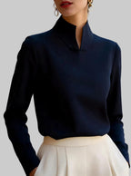 Elia - Women's Split V-Neck Long Sleeve Tailored Blouse 5