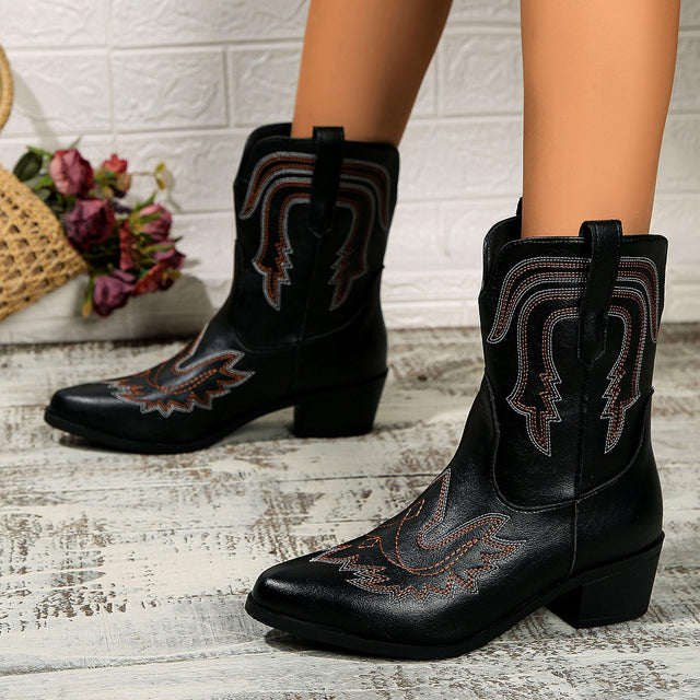 Eryn - Women's Embroidered Western Ankle Boots 2