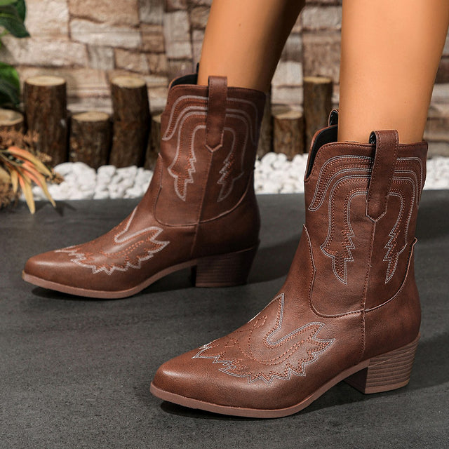 Eryn - Women's Embroidered Western Ankle Boots 3