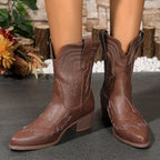 Eryn - Women's Embroidered Western Ankle Boots 5