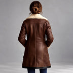 Euphemia - Women’s Faux Suede Shearling Zip Coat 3