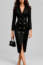 Faye - Women's Notched Collar Denim Dress 5