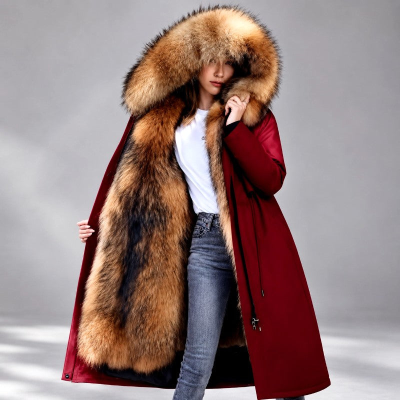 Filomena - Women's Oversized Fur Hood Long Parka Coat 1