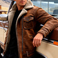 Gavin - Men's Suede Shearling Jacket with Chest Pocket 3