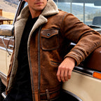 Gavin - Men's Suede Shearling Jacket with Chest Pocket 3