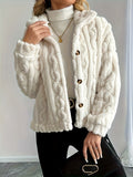 Genevieve - Women's Cable Textured Knit Sherpa Jacket 2
