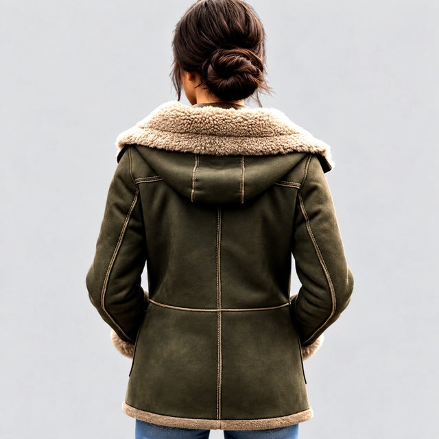 Gia - Women's Suede Reversible Mid-Length Faux Fur Coat 3