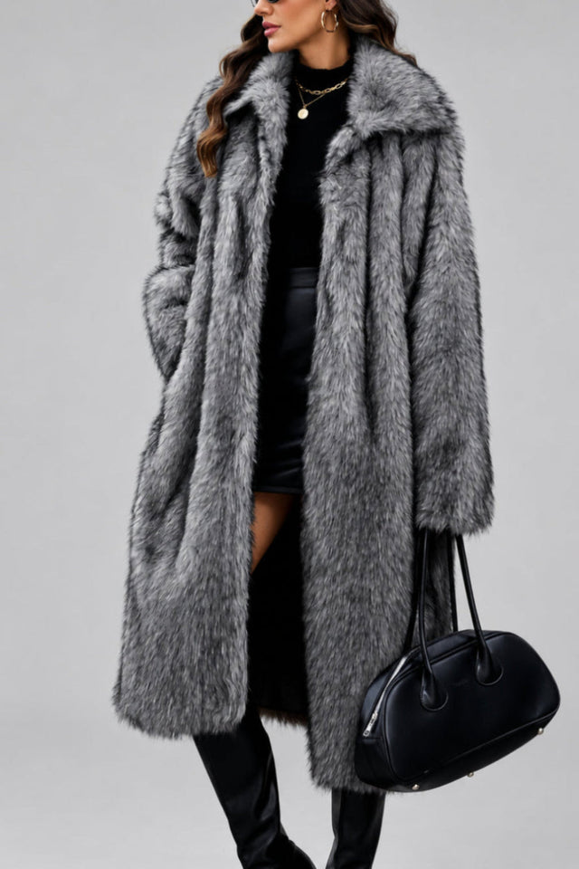 Jacqueline - Women's Faux Fur Longline Coat 4