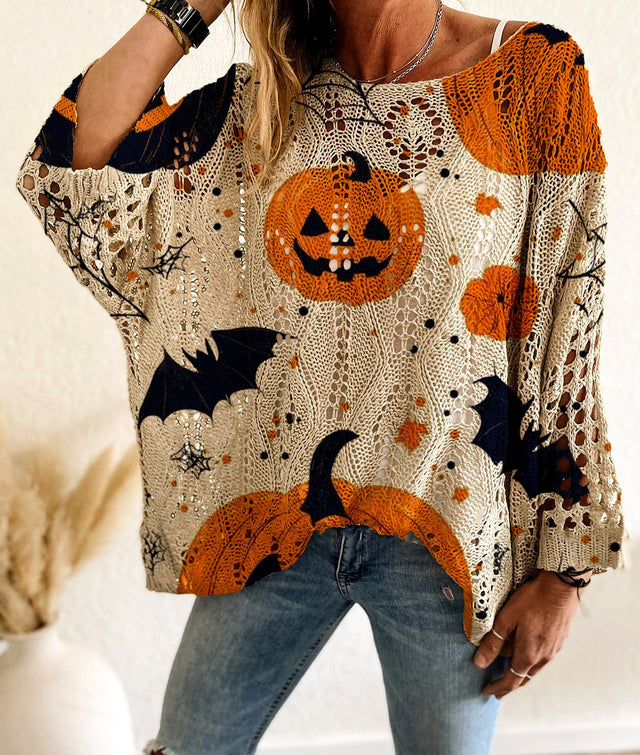 Jamie - Women's Crochet Halloween Graphic Sweater 2