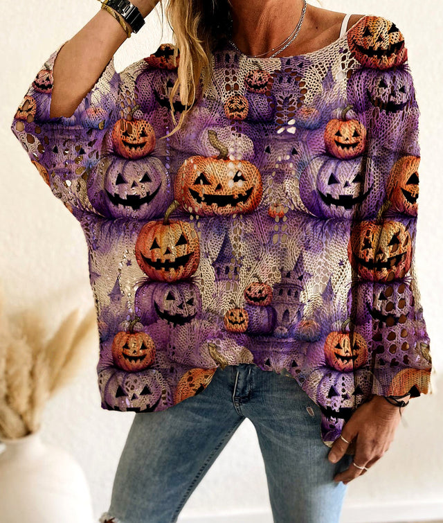 Jamie - Women's Crochet Halloween Graphic Sweater 3
